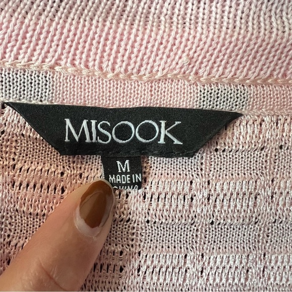 MISOOK Women's Pink Black Trim knit Cardigan Jacket Size M - Picture 6 of 11